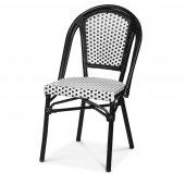 Krzesło aluminiowe Paris, kawiarniane, wys. siedziska 46cm, rattanowe, biało-czarne, XIRBI 78270